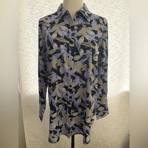 G by Giuliana Bird Pattern Top in Gray and Lavender NWOT